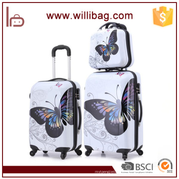 ПК чемодан Красочная тележка дорожные сумки Бабочка камера набор